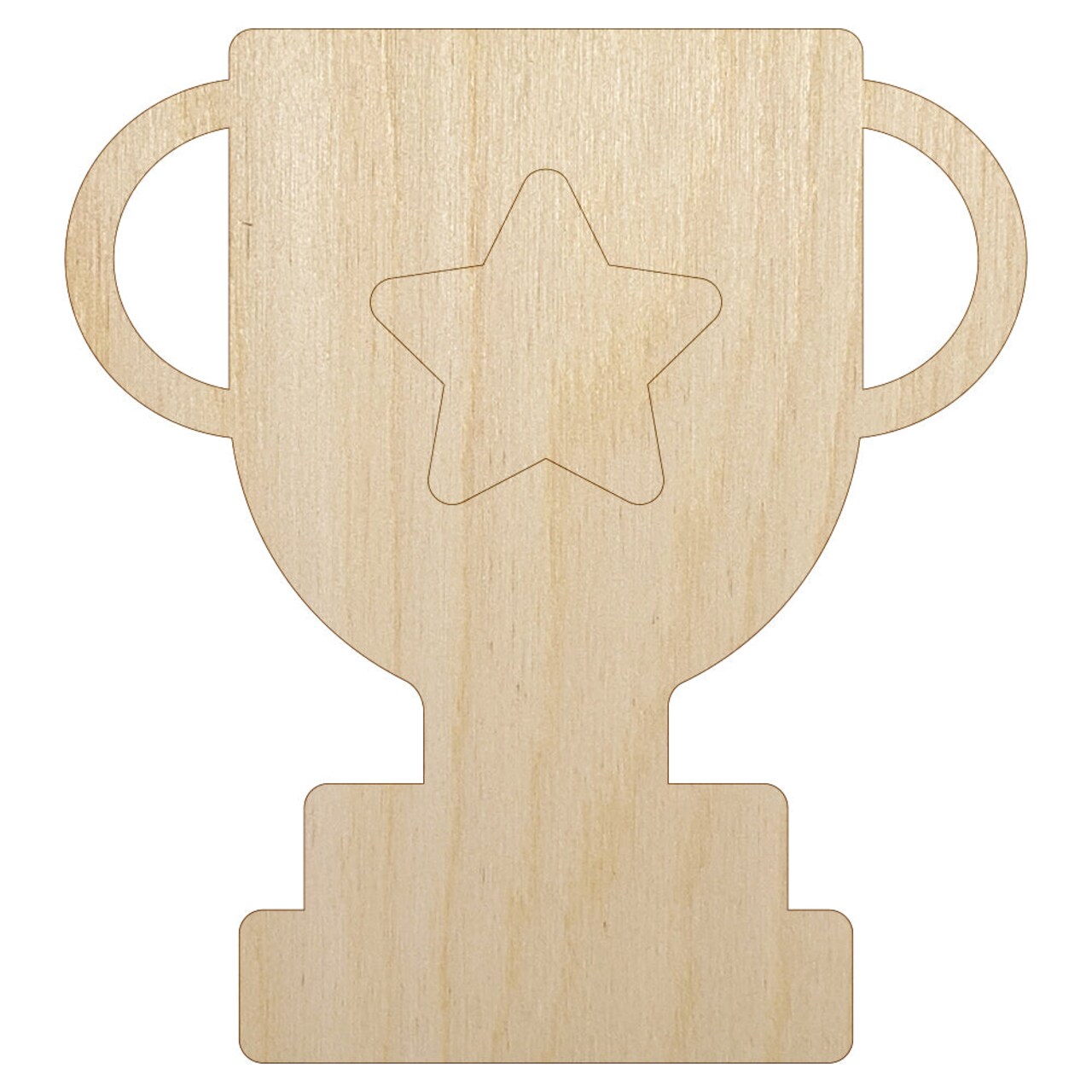 Trophy Award Outline with Star Unfinished Wood Shape Piece Cutout for DIY Craft Projects